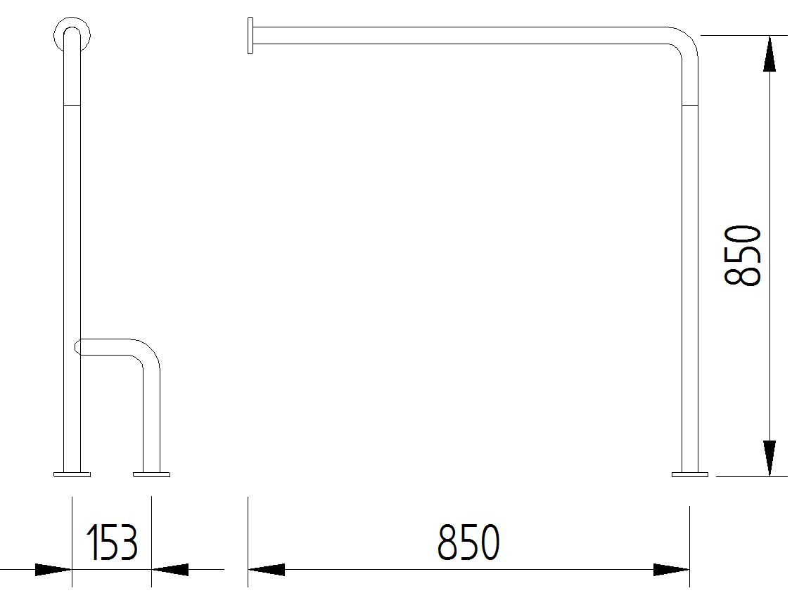 Skizze - Boden-Wand-Stützgriff - Serie Funktion von Lehnen
