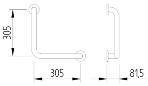 Skizze - Winkelgriff 90°, 305 x 305 mm - Serie Funktion von Lehnen