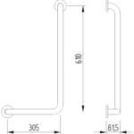 Skizze - Winkelgriff 90°, 305 x 610 mm - Serie Funktion von Lehnen