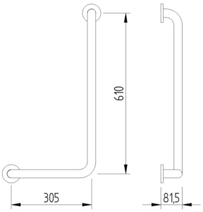 Skizze - Winkelgriff 90°, 305 x 610 mm - Serie Funktion von Lehnen