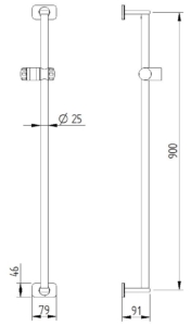 Skizze - Brausestange mit Brausehalter - Serie Evolution von Lehnen