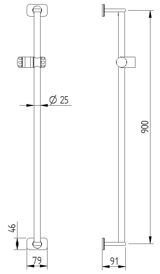 Skizze - Brausestange mit Brausehalter - Serie Evolution von Lehnen