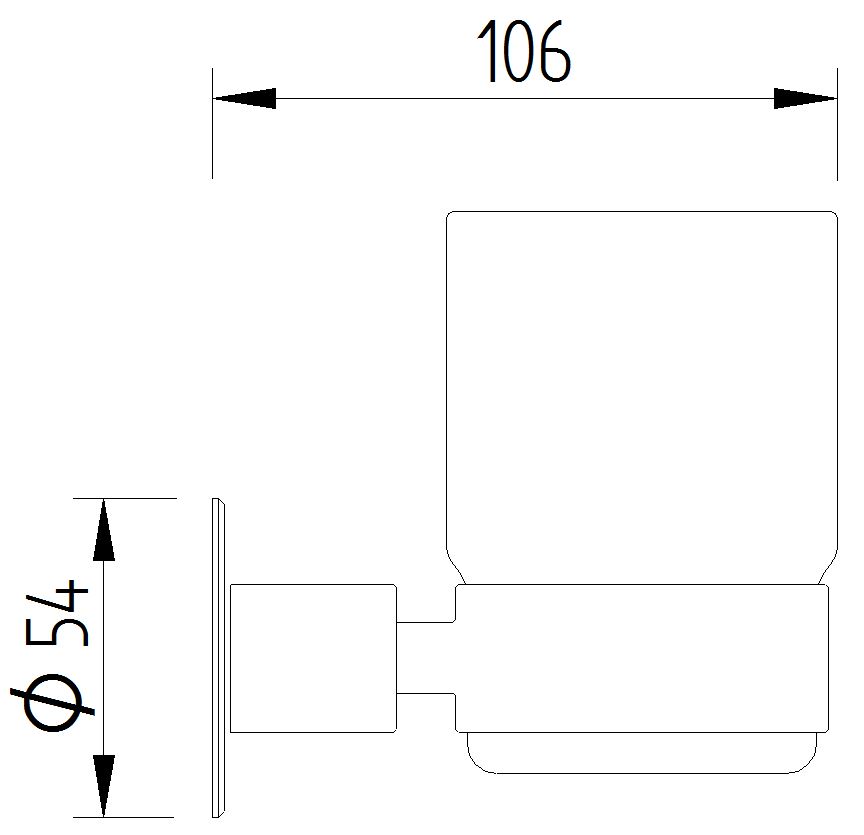 Skizze - Zahnputzglas-Halter wandmontiert mit Glas - Serie Funktion von Lehnen