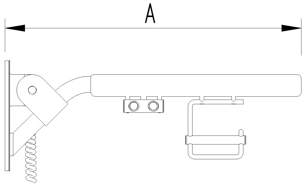 Skizze - Klappgriff mit zwei Elektro-Tastern und Papierrollenhalter - Serie Evolution von Lehnen