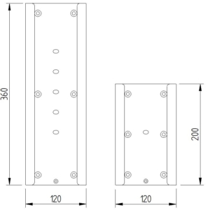 Skizze - große und kleine Montageplatte für Klappgriffe - Serie Funktion von Lehnen