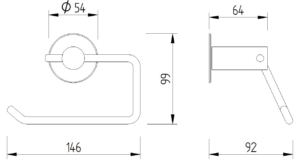 Skizze - WC-Papierrollenhalter ohne Blattstopper zur Wandmontage - Serie Funktion von Lehnen