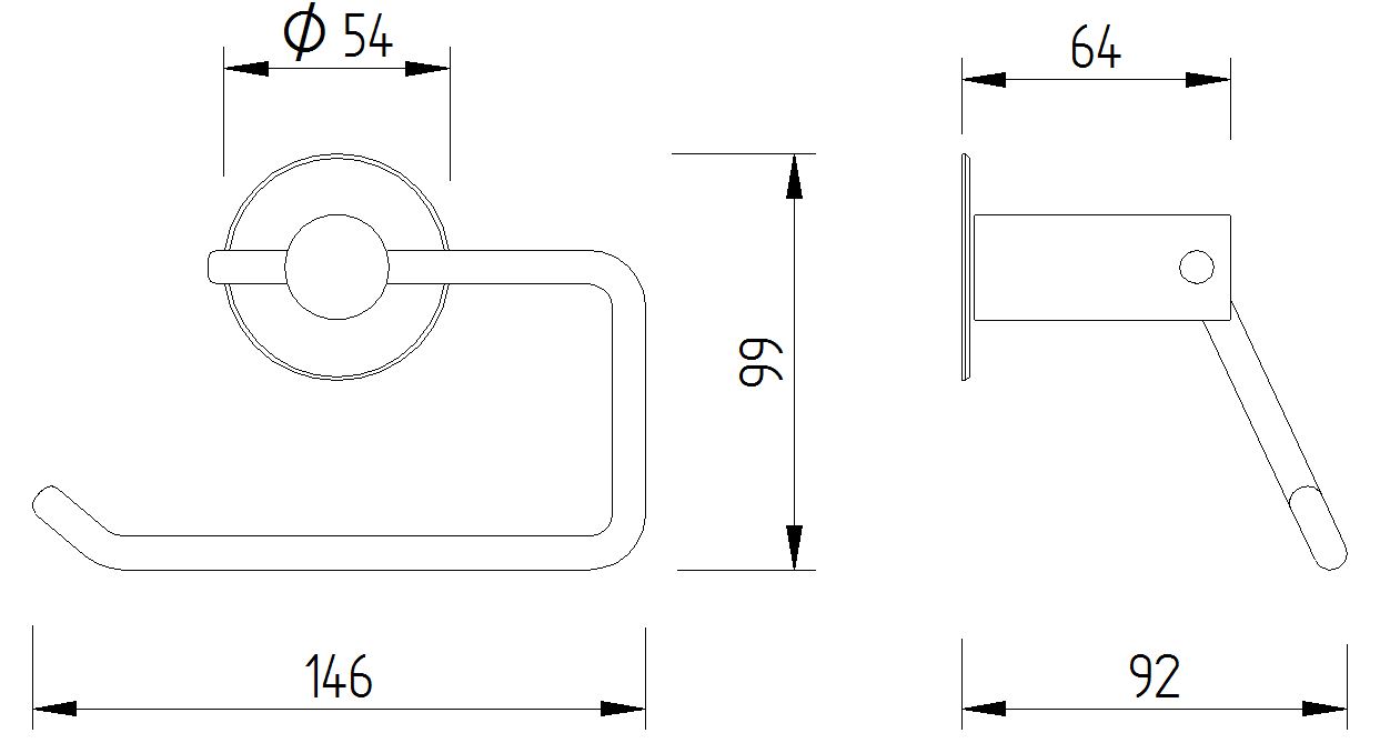 Skizze - WC-Papierrollenhalter ohne Blattstopper zur Wandmontage - Serie Funktion von Lehnen