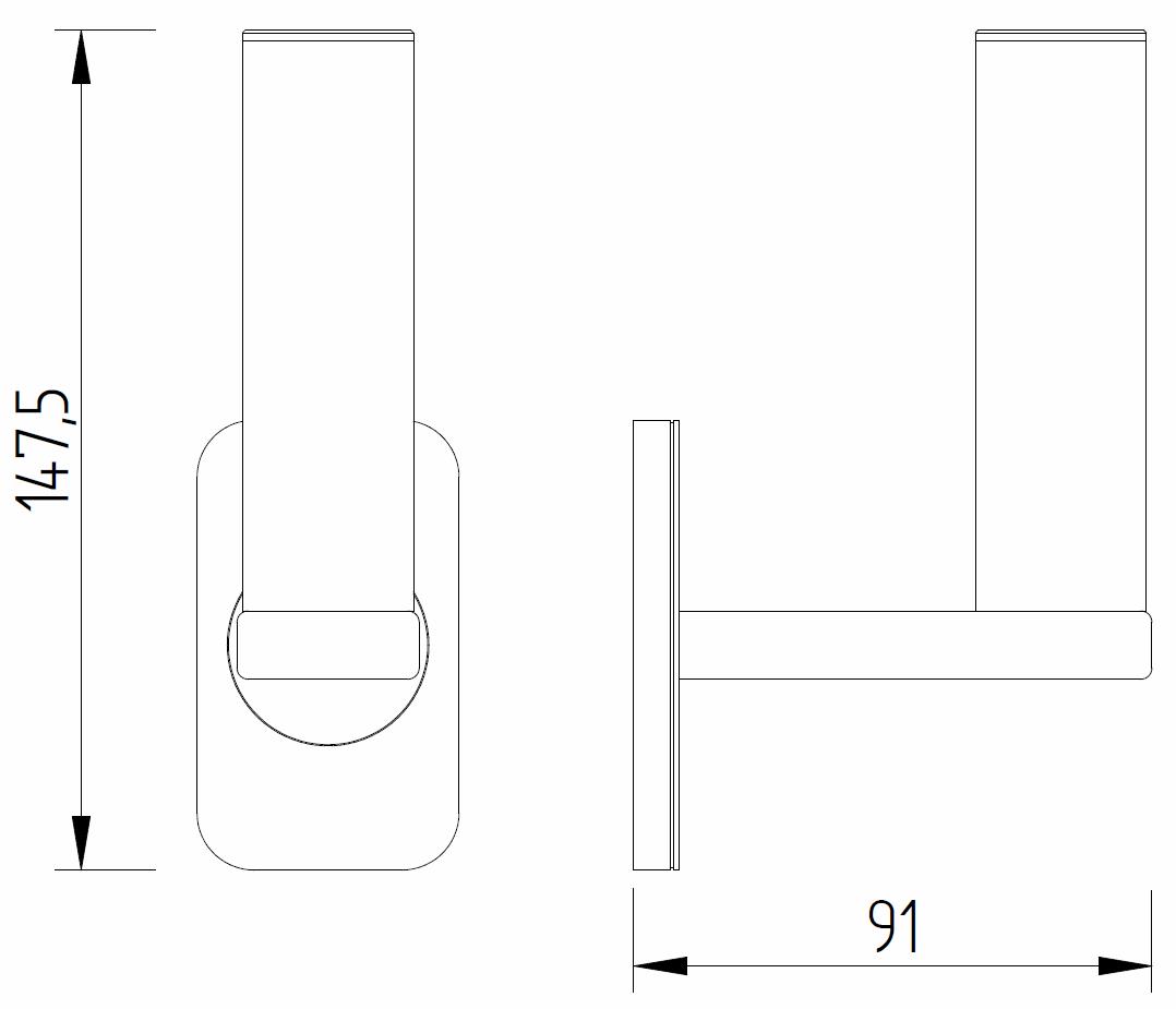 Skizze - WC-Reserverollenhalter für eine Rolle - Serie Evolution von Lehnen