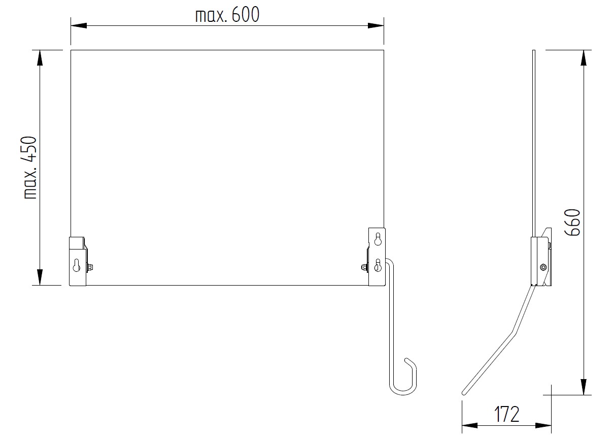 Skizze - Kippspiegelgarnitur mit Bedienhebel links - Serie Funktion von Lehnen