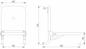 Skizze - Duschsitz zum Einhängen mit Rückenlehne - Serie Concept Pro von Lehnen