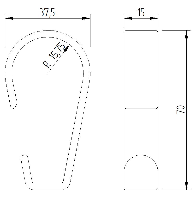 Haken anklemmbar - Serie Funktion von Lehnen Skizze - Haken anklemmbar - Serie Funktion von Lehnen