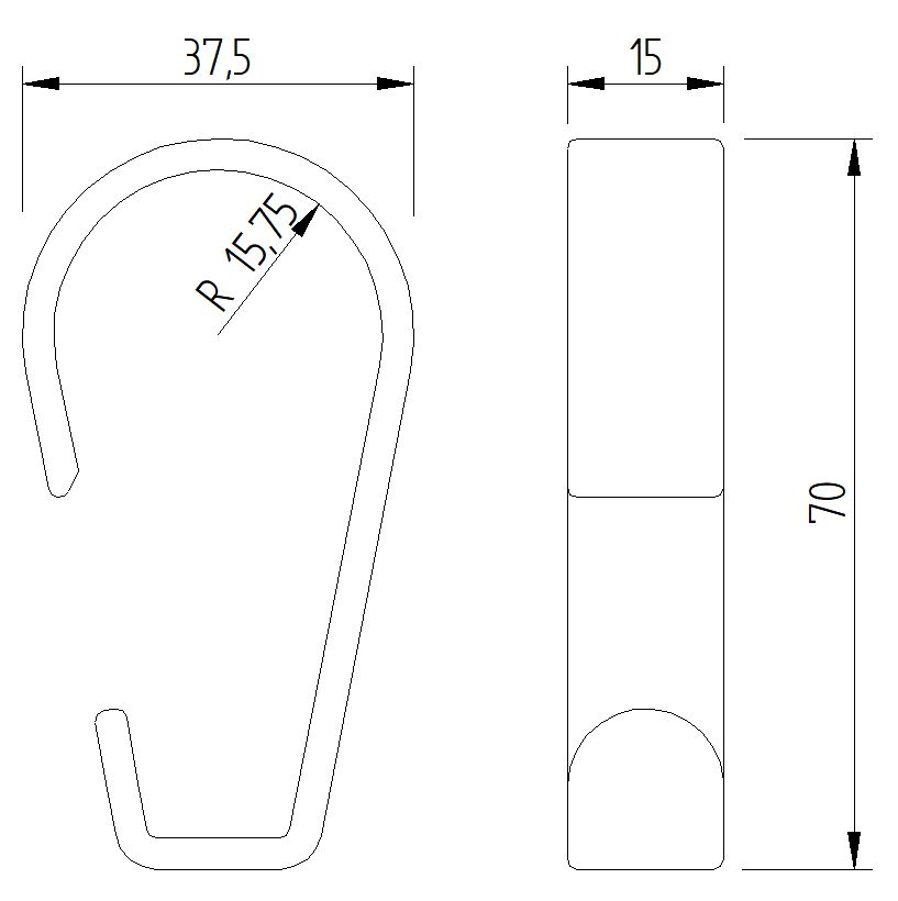 Skizze - Haken anklemmbar - Serie Funktion von Lehnen